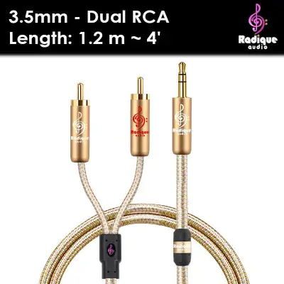 Radique Audio Gold Series 3.5mm - Dual RCA Cable, View more