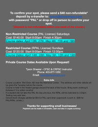 Non-Restricted Course - PAL License - April and May