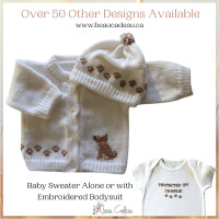 Beige Terrier Dog Baby Sweater, Baby Sweater, Knitted, Baby