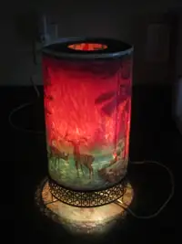 Vintage Motion Light Lamp of Forest Fire and Deer Scene