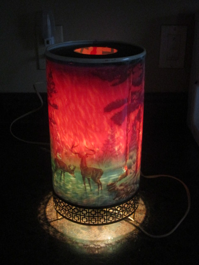 Vintage Motion Light Lamp of Forest Fire and Deer Scene, View more