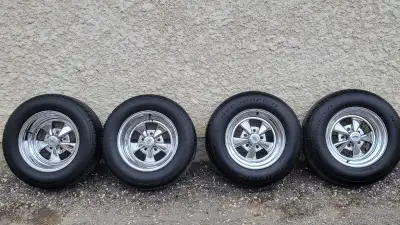 Set of mint condition Cragar SS rims complete with BF goodrich radial TA tires and lug nuts for sale...