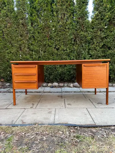Danish Teak Executive Desk by G. V. Gasvig, View more
