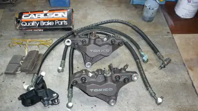 Pair of excellent condition Tokico 4 piston front brake calipers from a Suzuki TL1000R (1998-2003) ....