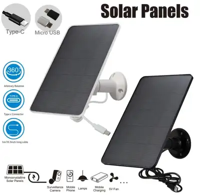 Brand New 2 Pcs Solar Panels DC5V for charging Security Camera, View more