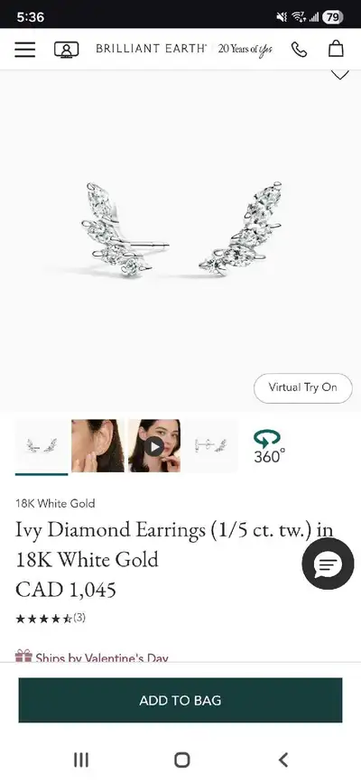 White gold Diamond earrings, View more