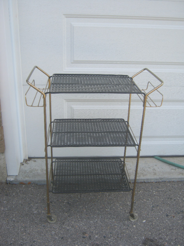 MCM metal black/gold trolley/bar cart/plant stand Arts & Collectibles