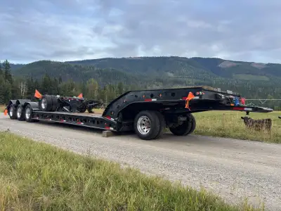 1998 Aspen 55 ton Lowbed 10’ wide 22’ well 1998 Aspen single axle jump jeep 2015 load king single ax...