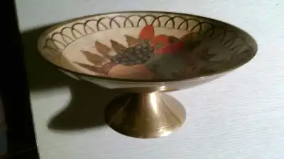 Fruit bowl solid brass/enamel , View more
