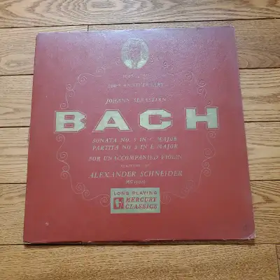 Mercury MG 10020 Alexander Schneider Bach solo violin sonata #3, partita #3 Mercury Records original...