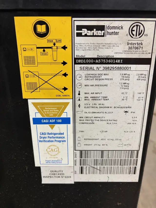 secheur air Parker DRD1000 air dryer in Other in Drummondville - Image 7