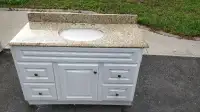 Used 49in x 22in granite vanity top + undermount sink