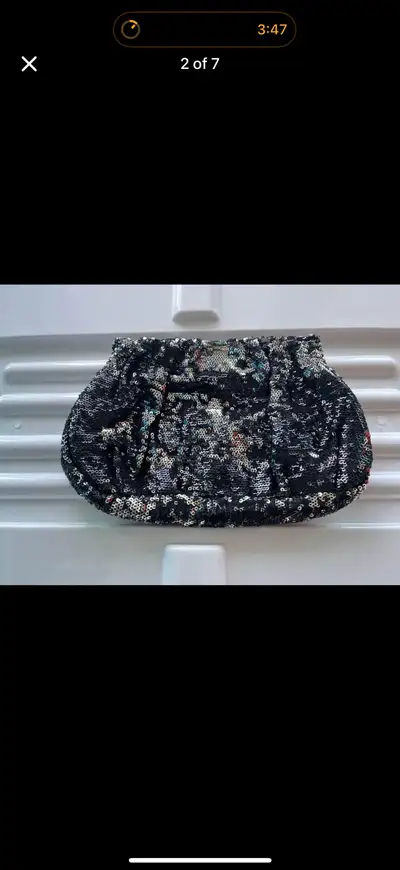 LANCOME Sparkling Bead Black Sequin Makeup Bag Handheld Bag, View more