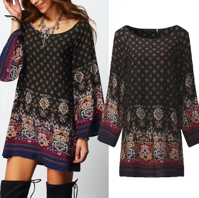 NEW! Women Printed Casual Long Top Hippie Mini Dress XS-S in Women's - Maternity in City of Toronto - Image 5