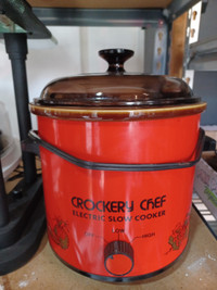 Crock pots, red color, correction it holds 3 quarts.