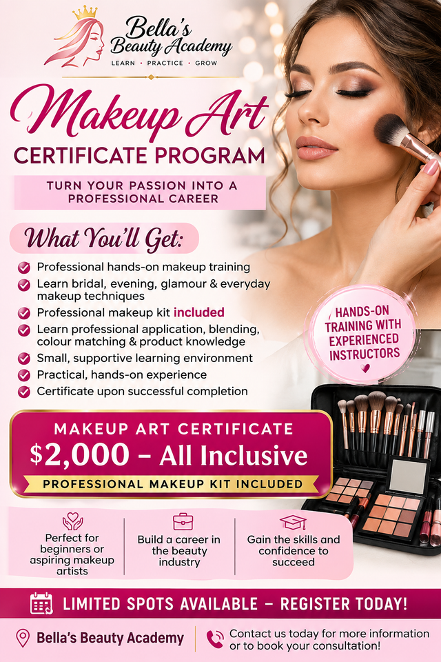 Professional Makeup Art Certificate - ONE SPOT LEFT!