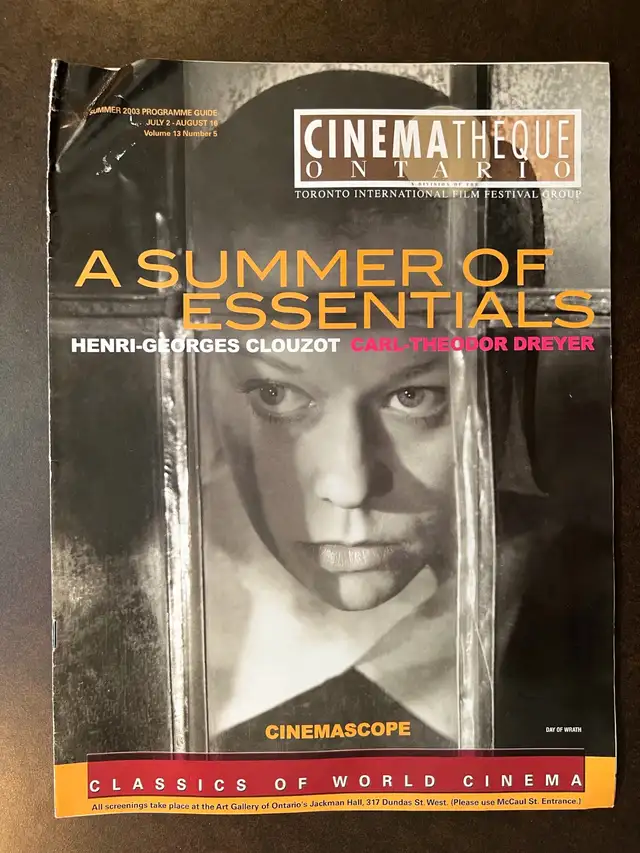 Cinematheque Ontario Summer 2003 Magazine. Carl Theodor Dreyer + in Magazines in City of Toronto - Image 2