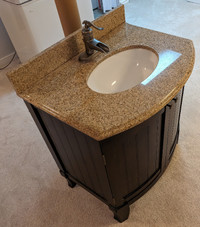 Granite counter top vanity with sink and faucet