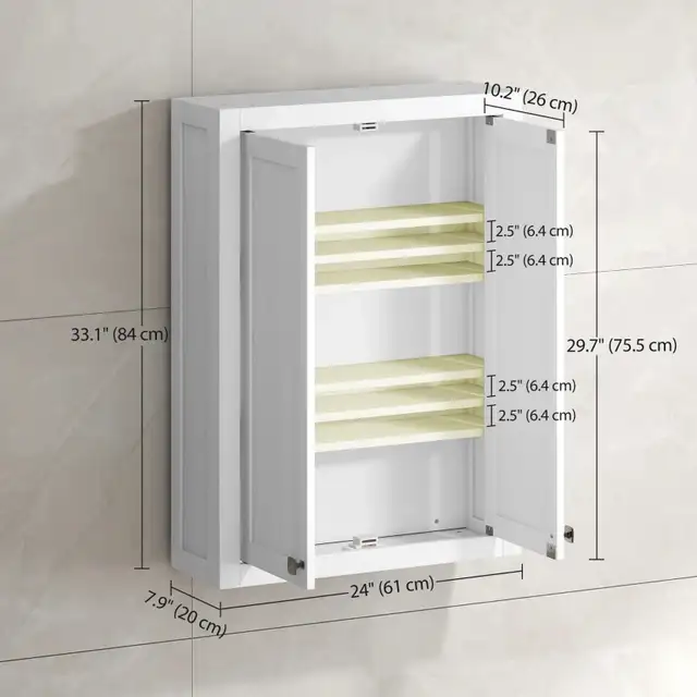 2 doors wall mounted Cabinet, Modern Bathroom Wall Cabinet in Home Décor & Accents in Markham / York Region - Image 3