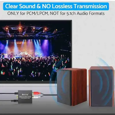 eSynic 192KHz DAC Digital to Analog Converter Optical to RCA Converter Digital SPDIF Toslink Coaxial...
