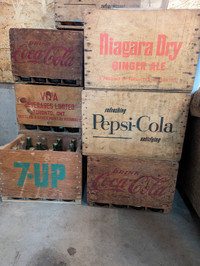 Wood Pop Crates-Pepsi, Coke, 7UP, Niagara Dry