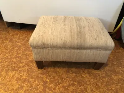 pouf en matériel beige 24 x 17 x 12”, View more