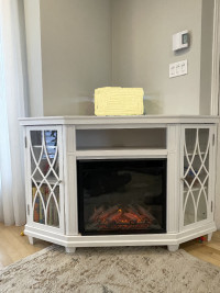 Electric Corner Fireplace Freestanding Indoor White  Heater