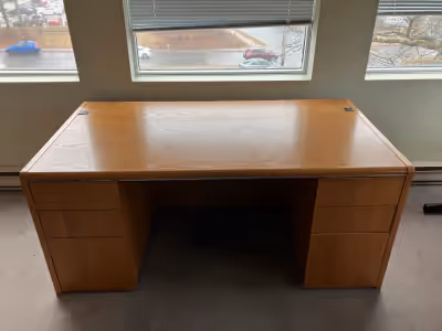 Very large desk, roughly 90 by 170 cm surface. Matching large bookshelf. Desk is VERY heavy. Must be...