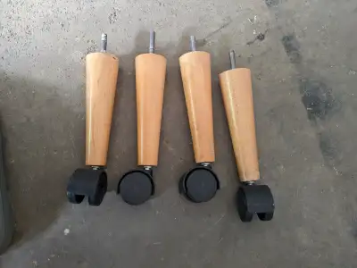 4 wooden furniture legs/risers with casters, View more