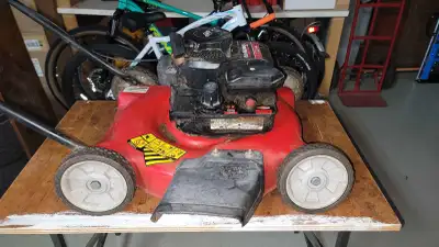 gas powered lawnmower works great, View more
