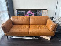 $750 - 75" Tan Leather Sofa