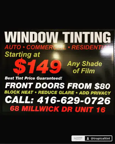 SPECIAL TODAY ! ✅ WINDOW TINTING FRONT DOORS FROM $80. ANY SHADE OF TINT. SALE Limited time offer wi...