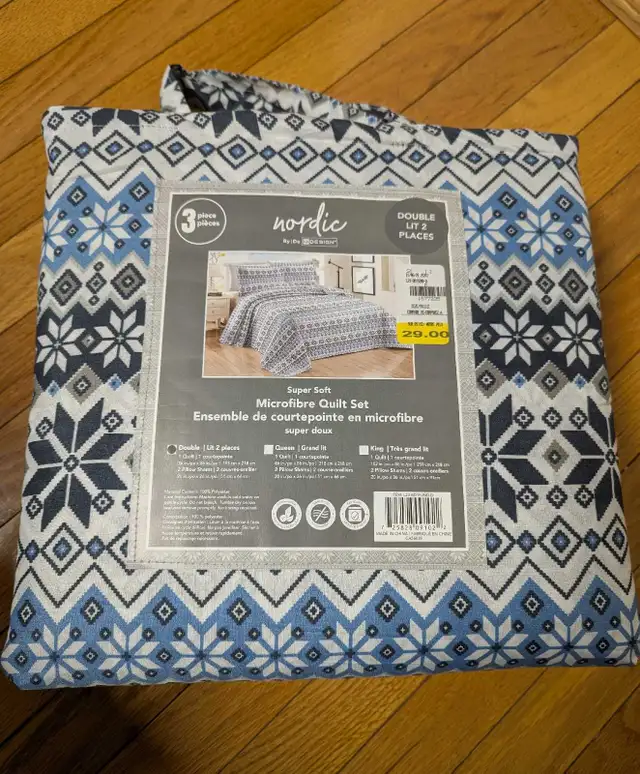 Brand New 3pc Super Soft Microfibre Quilt Set Double/Full in Bedding in Winnipeg - Image 3