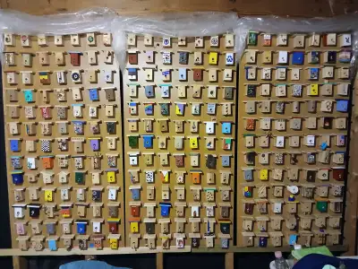 273 Tiny Birdhouses -- Mounted onto 3 panels, View more