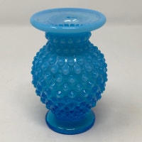 Fenton Opalescent Aqua Blue Hobnail  Bud Vase