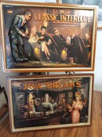 2 Wooden Bar Murals with Elvis Presley, M. Monroe, Dean & Bogart