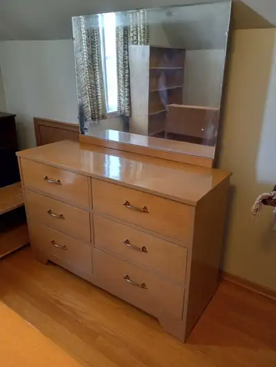 Vintage dresser and mirror, View more