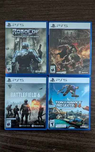 All in mint condition. Robocop Rogue City: Unfinished Business - $25 Doom: the dark ages - $40 Tony...