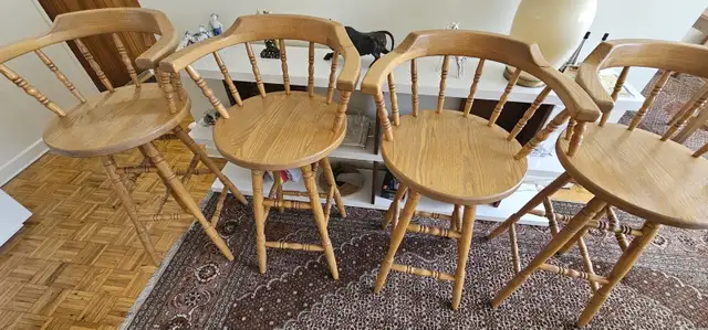 Wooden Swivel Bar Stool with Backrest in Chairs & Recliners in Markham / York Region - Image 5