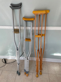 3 Pairs of Crutches: Alum and Wood