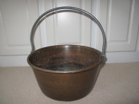 LARGE ANTIQUE BRASS JAM PAN JELLY PAN COOKING POT