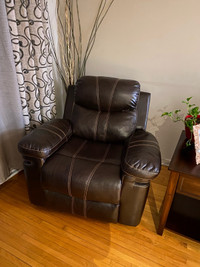 Fauteuil inclinable cuir brun