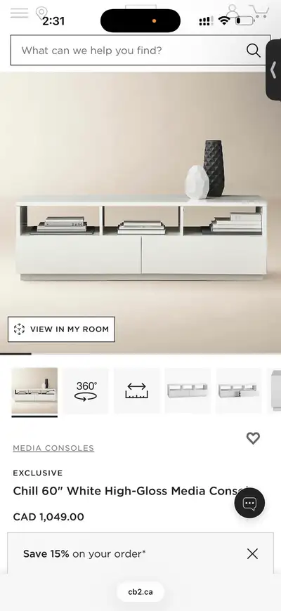 CB2 Chill Media Console, View more