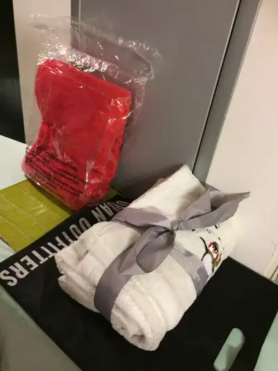 Set of 2 Plush Red & White Penguin Throws - NEW, View more