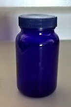 Cobalt Blue Medicine / Pill Bottle with Blue Lid