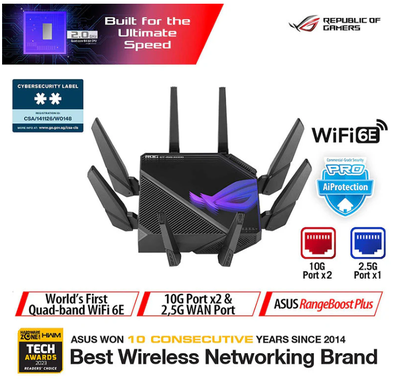 Brand new sealed Asus GT-AXE16000 Quad-Band Gaming Router, View more