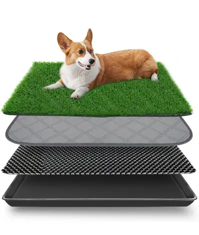 Embellbatt Dog Grass Pad with Tray Pet Potty Fake Grass Training Mat Artificial Grass for Dogs with...