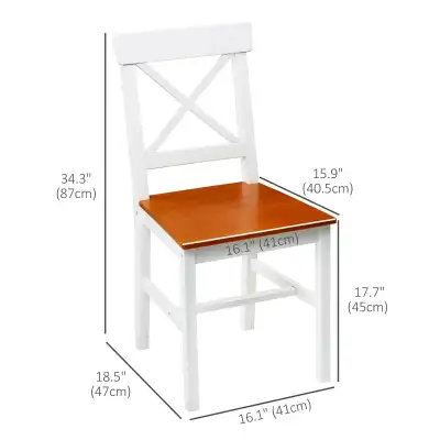 Farmhouse Wooden Dining Chair with Cross Back, White, View more