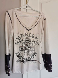 Harley Davidson woman's V neck white T-shirt