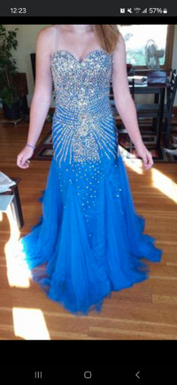 Blue sequin prom dress